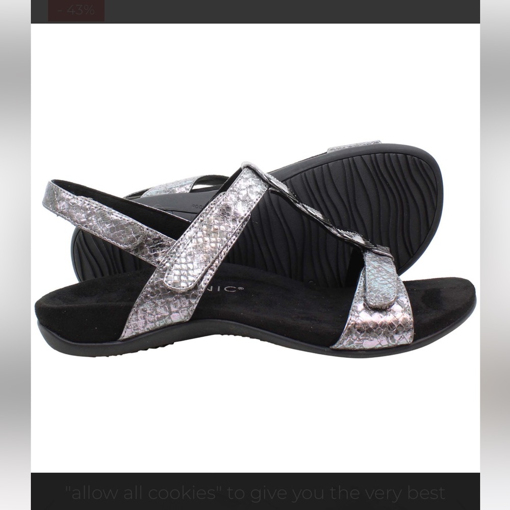 Vionic Rest Farra Silver Comfort Sandals with Velcro Straps